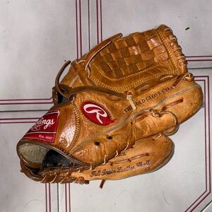 Size 11 Rawlings Brown Leather Baseball Glove with Red Logo